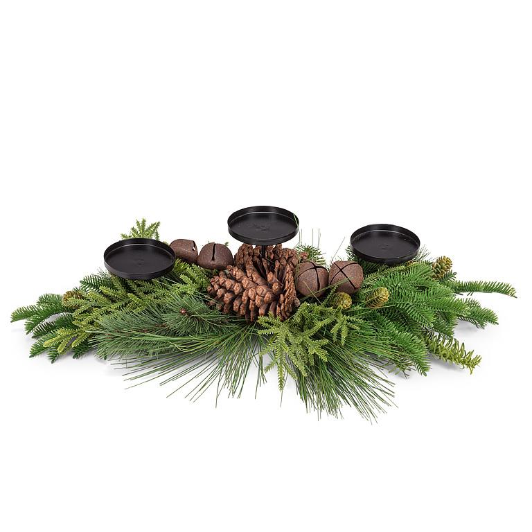 Bough & Bell Triple Pillar Holder-25"L