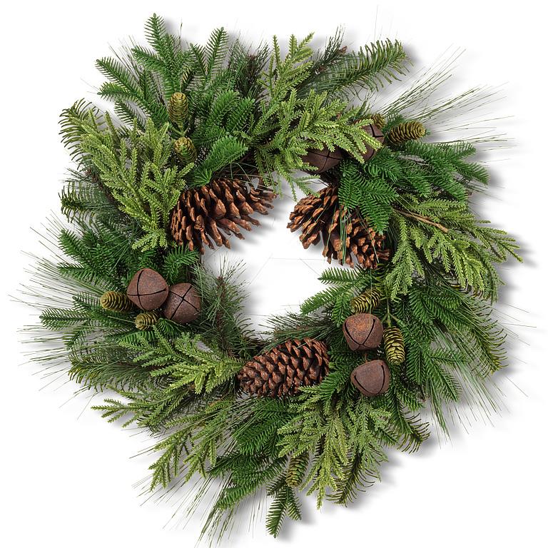 Lg Bell & Bough Wreath-20"D