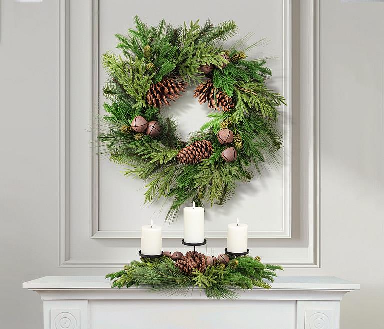 Lg Bell & Bough Wreath-20"D