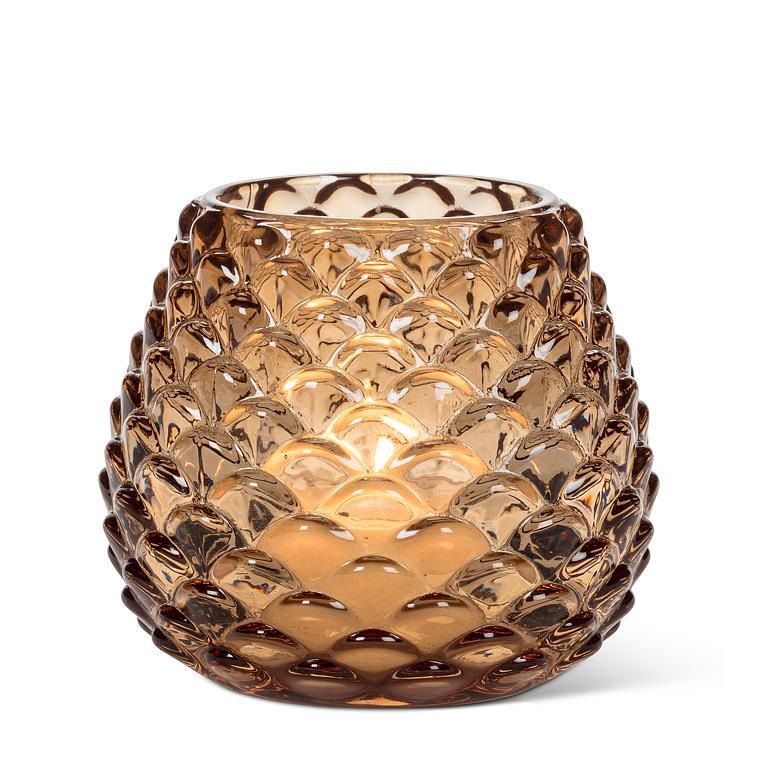 Md Pinecone Tealight-Amber-3"H