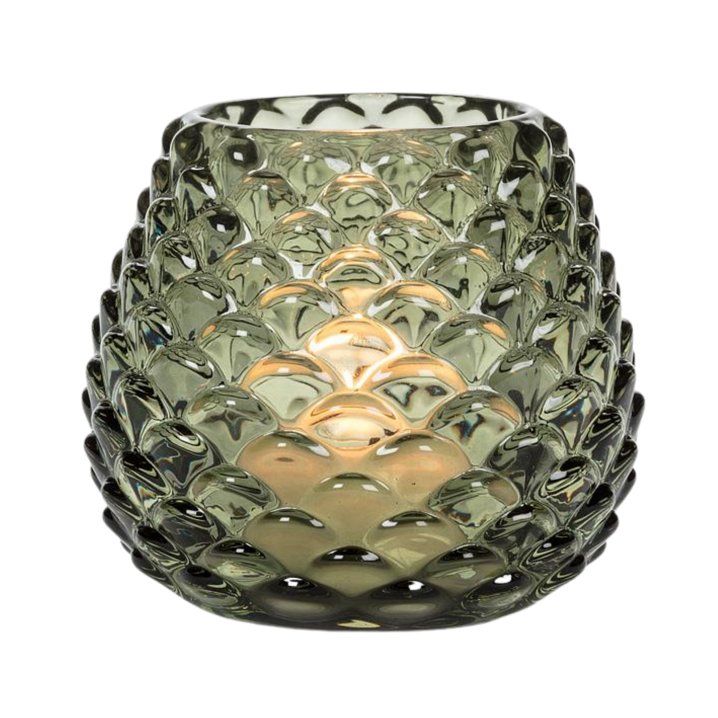 Sm Pinecone Tealight-Green-2.5"H