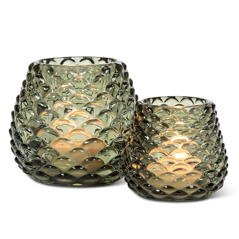 Md Pinecone Tealight-Green-3"H
