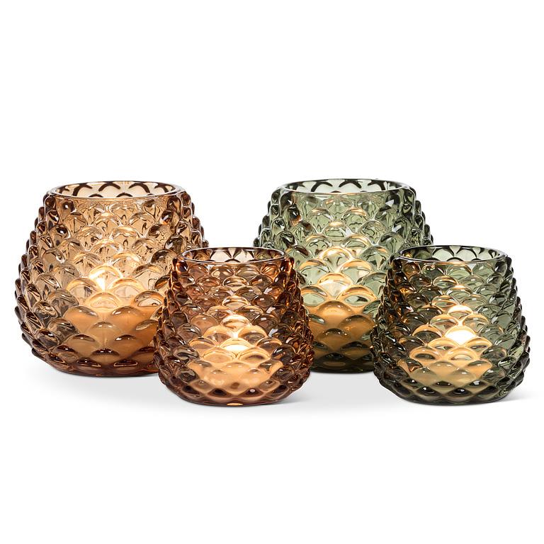 Md Pinecone Tealight-Green-3"H