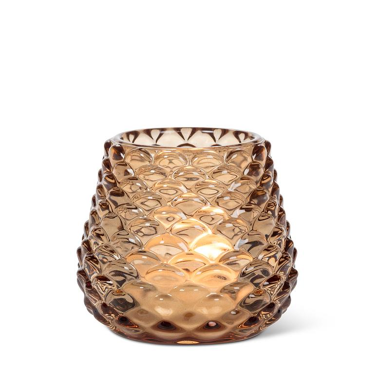 Sm Pinecone Tealight-Amber-2.5"H