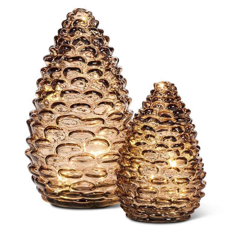 Lg Pinecone LED Light-Amber-8"H
