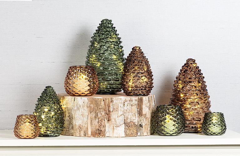 Lg Pinecone LED Light-Amber-8"H