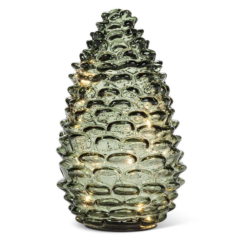 Lg Pinecone LED Light-Grn-8"H