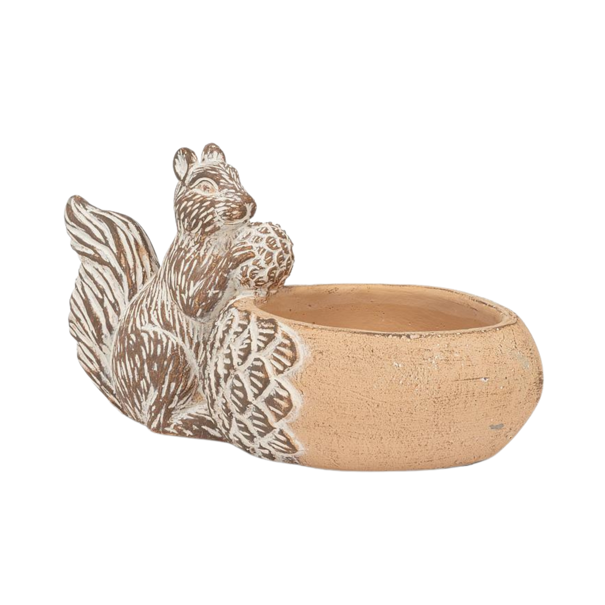 Sm Acorn Low Planter w/Squirrel-8.5"L
