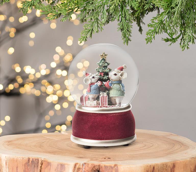 Md Mice & Tree Snow Globe-5.5"H