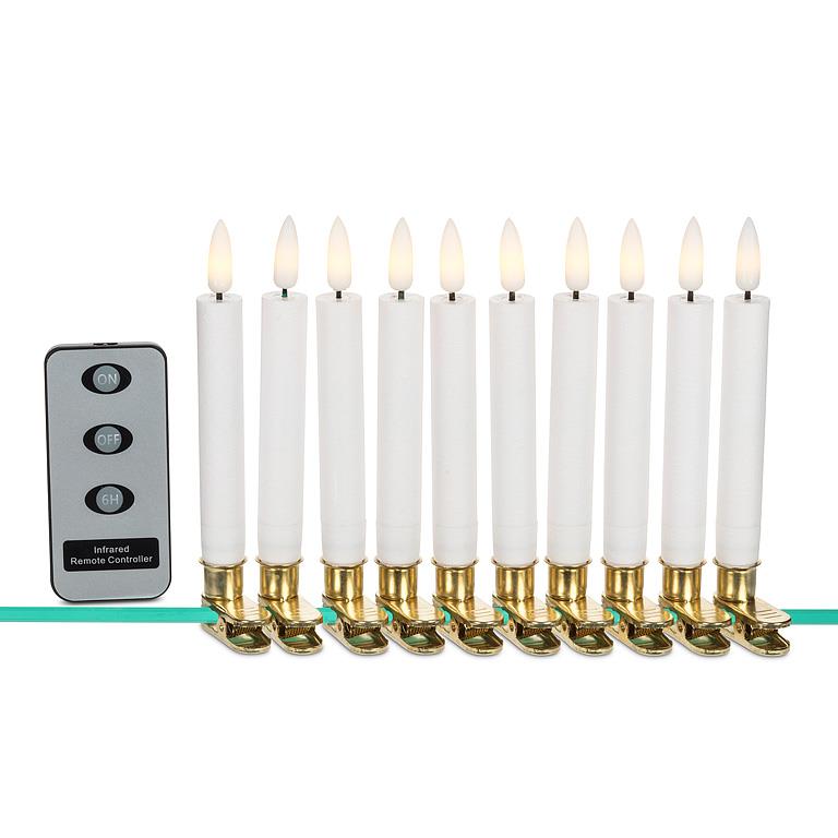 Tree Clip Candles w/Remote-5.5"H S/10 LED