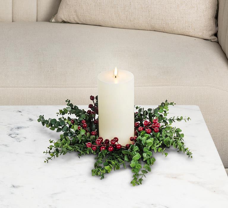 Eucalyptus & Berries Candle Ring-14"D