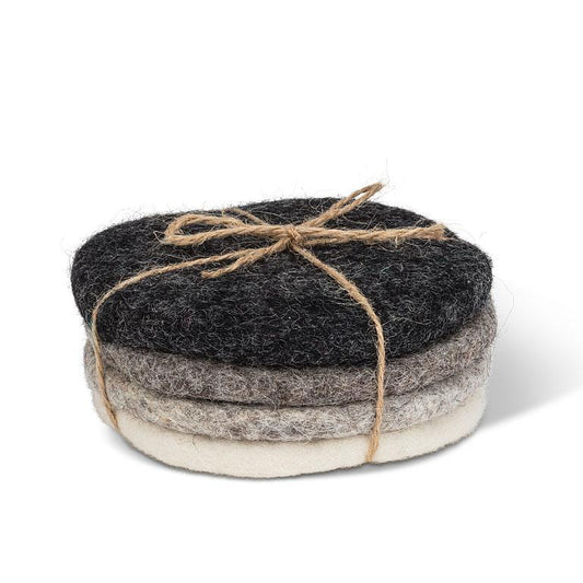 S/4 Round Coasters-Grey-4"D