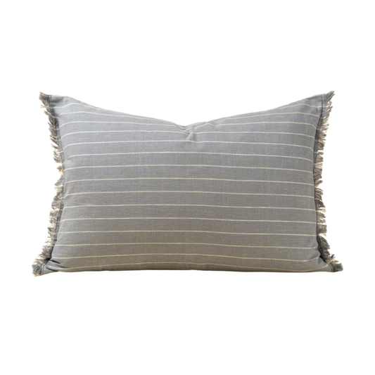 16x24 Handloom Stripe Pillow, Slate Blue