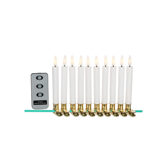 S/10 Sm LED Tree Clip Candles w/Remote-5.5"H