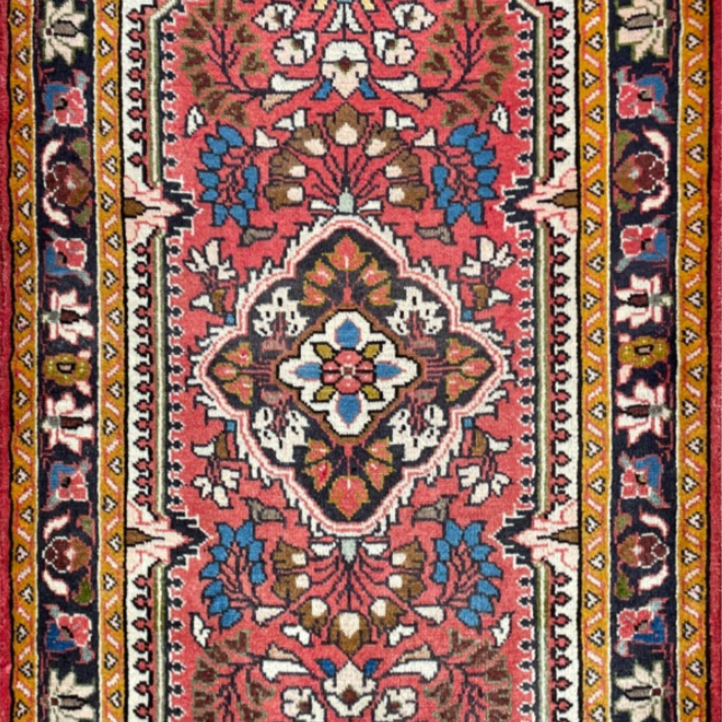 Lilian Semi-Antique Medallion Red Wool Hand Knotted 2'4" x 4'6"