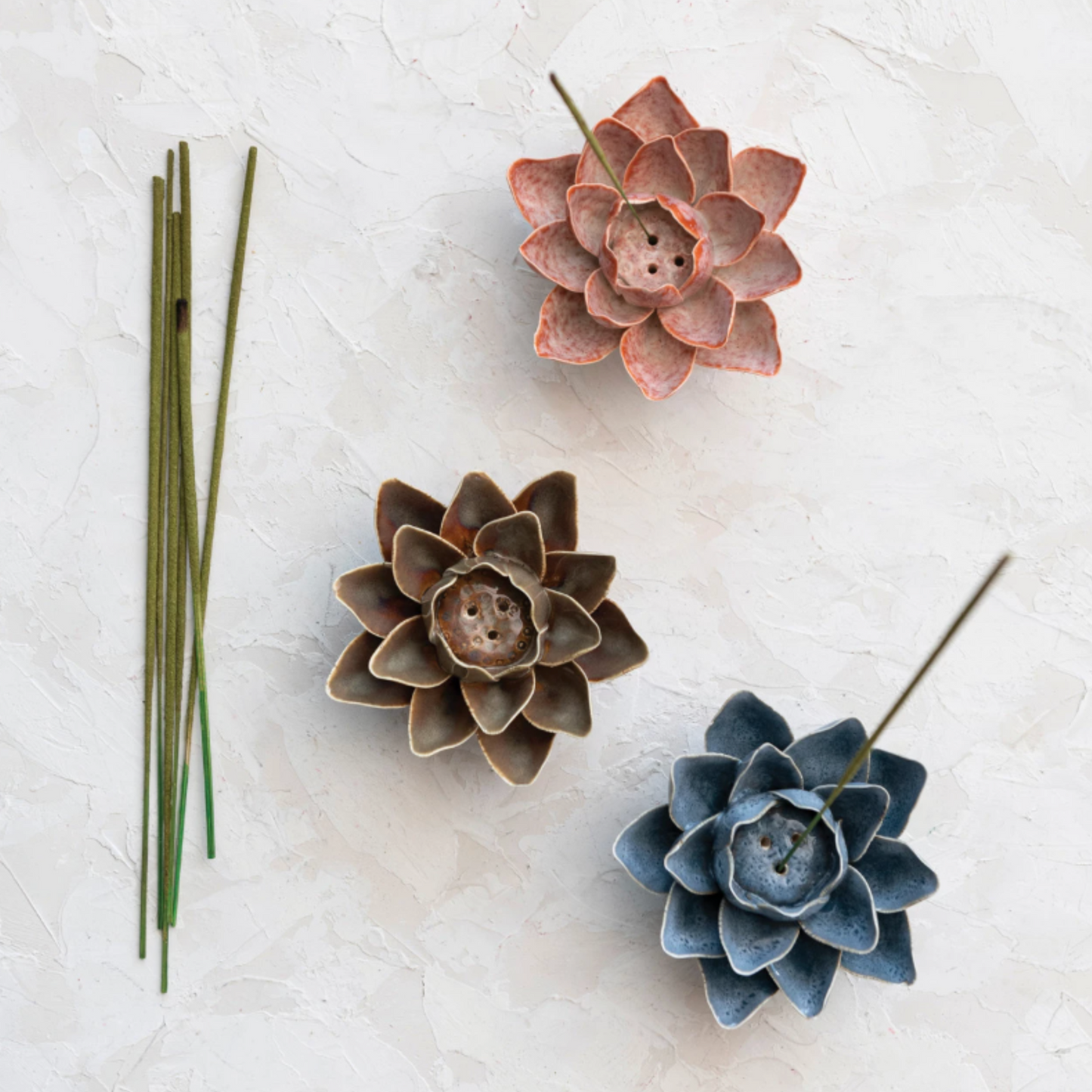 Handmade Stoneware Flower Incense Holder