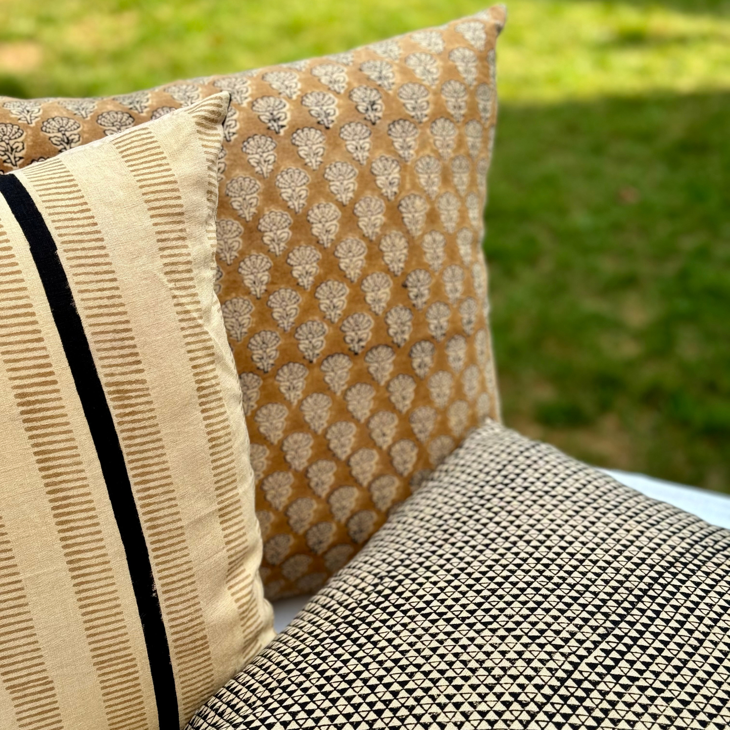 Block Printed Linen Throw Pillows
