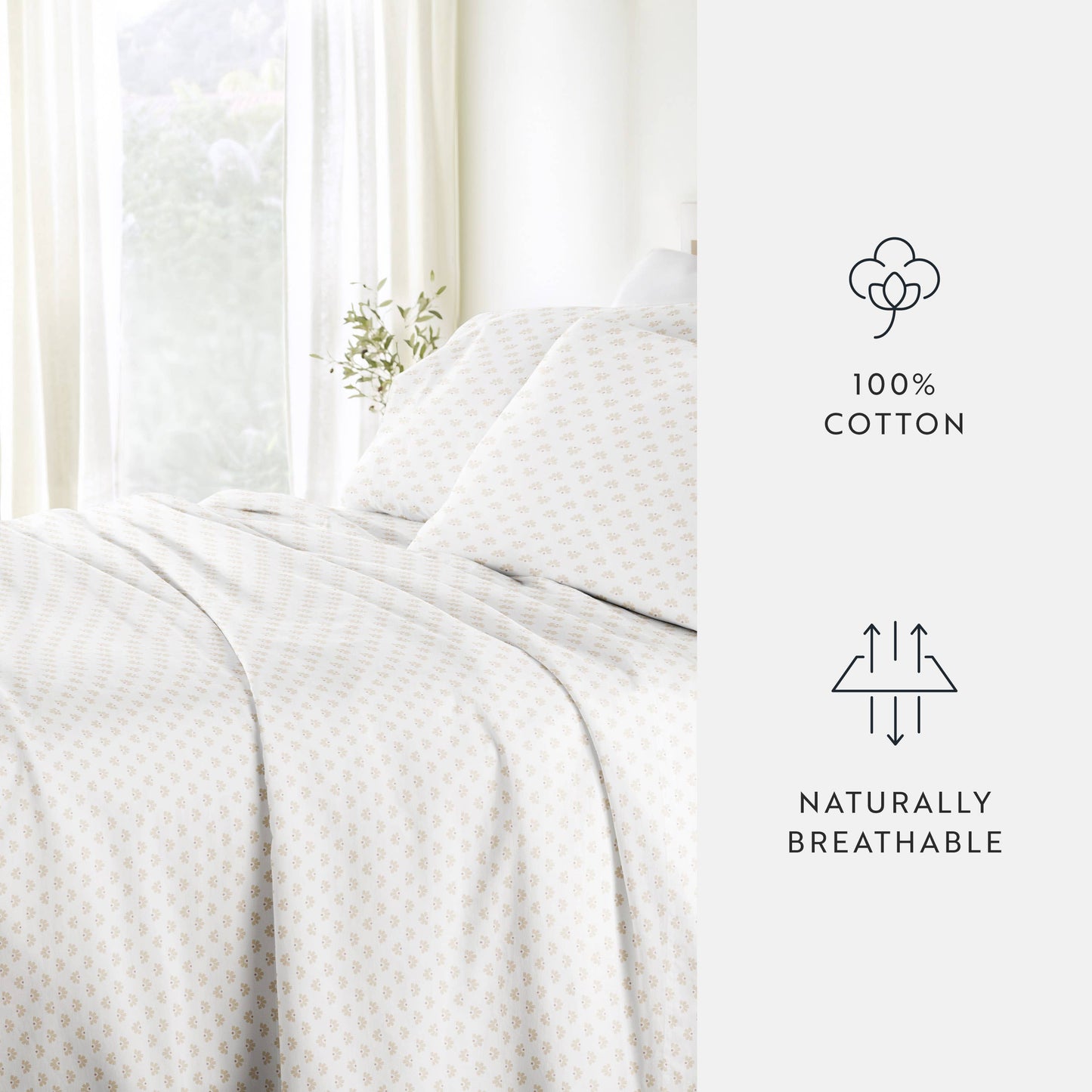 Moon Daisies 300 Thread Count Cotton Patterned Sheet Set