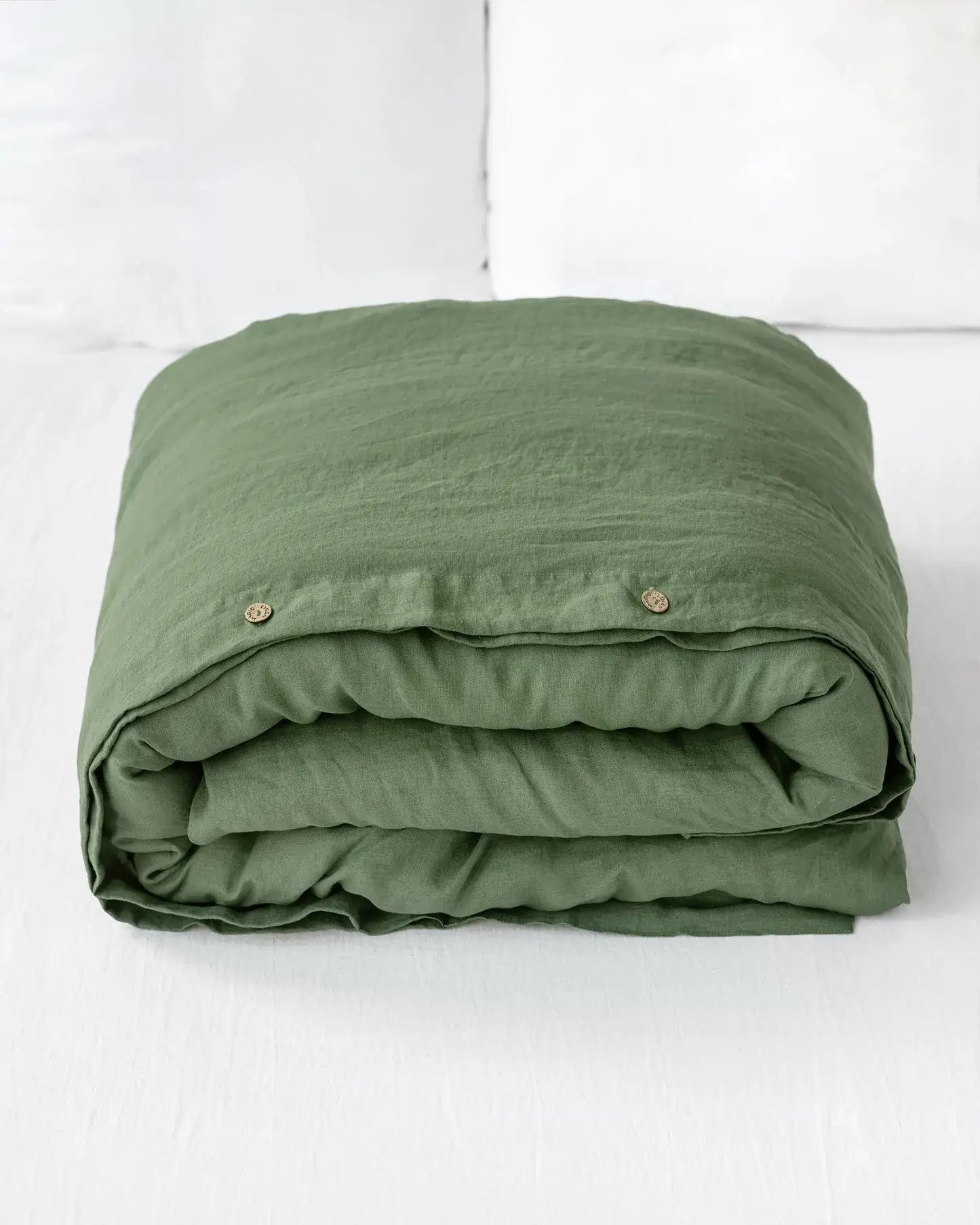 Forest green linen duvet cover