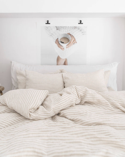 Striped in natural duvet cover set (3 pcs)
