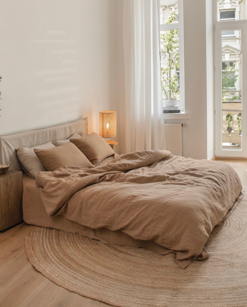 Latte linen duvet cover