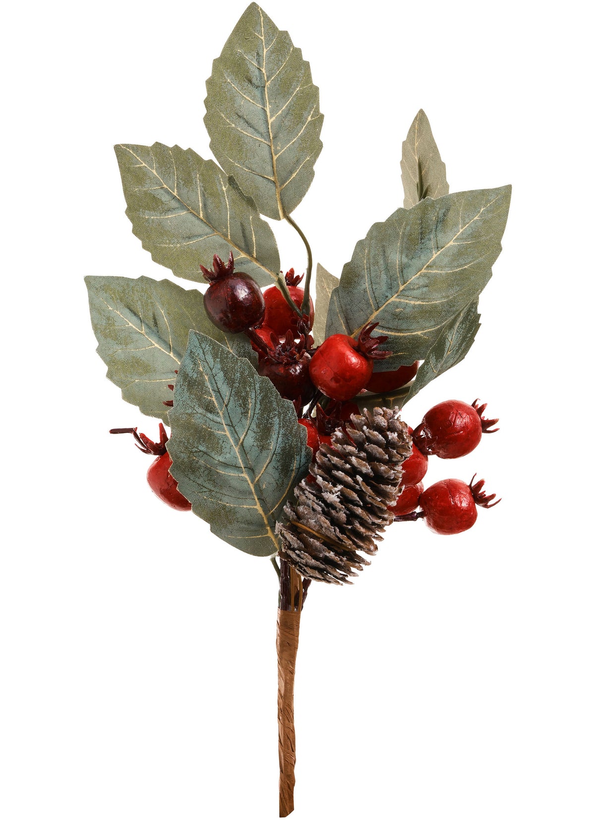 SPRAY W/BERRY LEAF PLST RED/GREEN 6×12