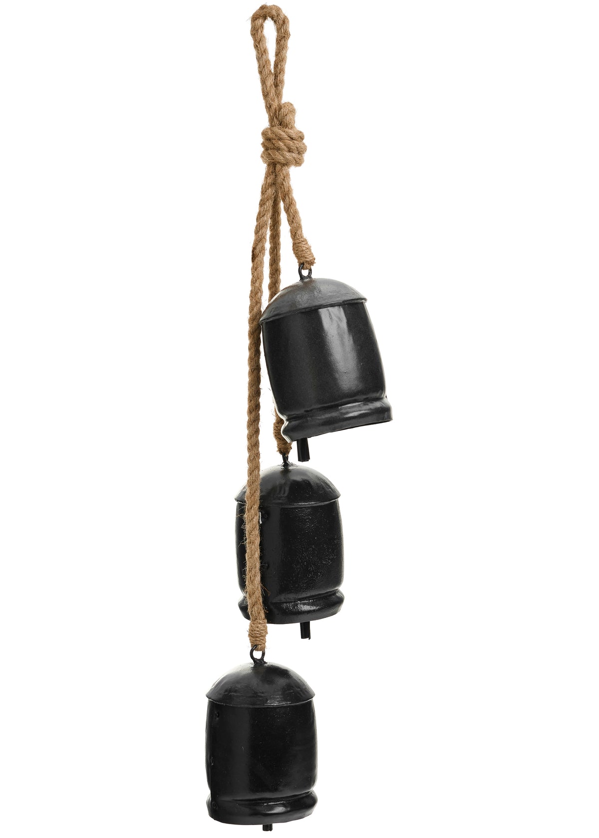 DECO ANTIQUE CLUSTER BELLS IRN/JUTE BLACK 4X21