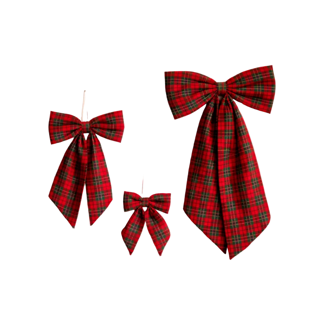 Plaid Red Fabric Bows