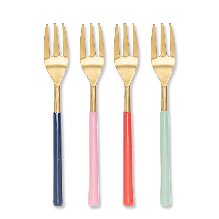 *Colourful Sm Cocktail Fork-4Asst-5"L