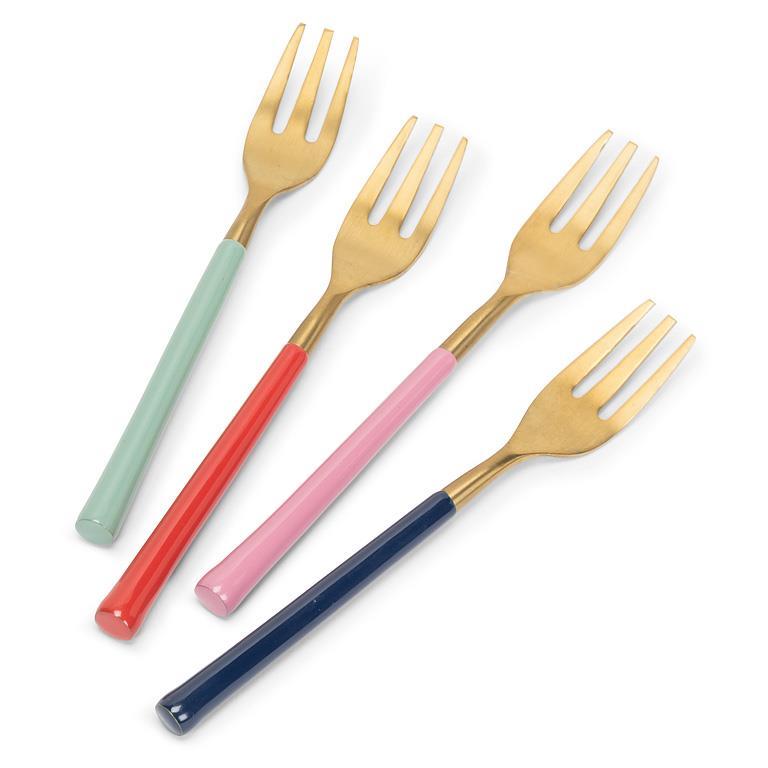 *Colourful Sm Cocktail Fork-4Asst-5"L