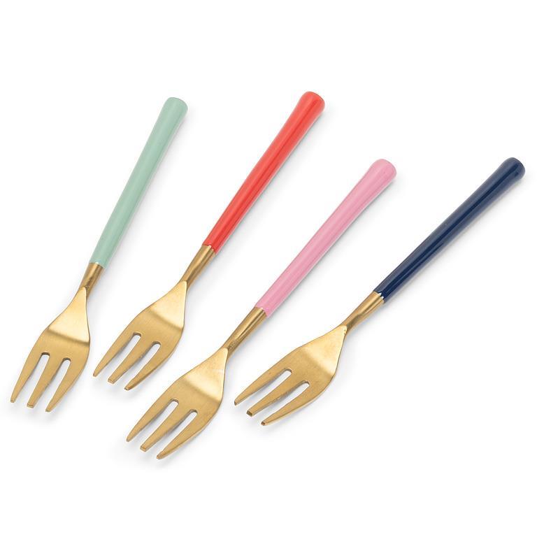 *Colourful Sm Cocktail Fork-4Asst-5"L