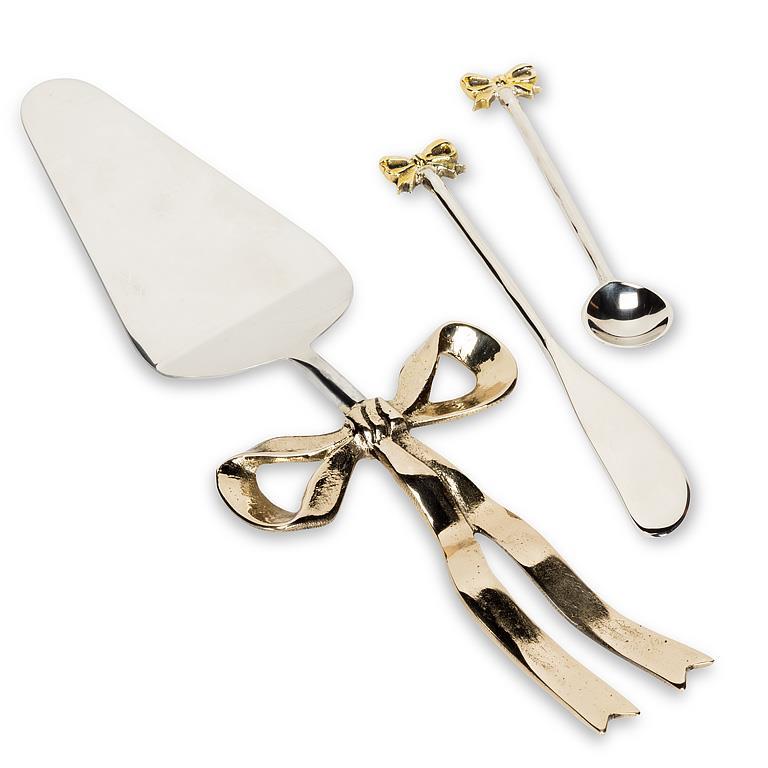 *Ribbon Handle Cake Server-Gold-11"L