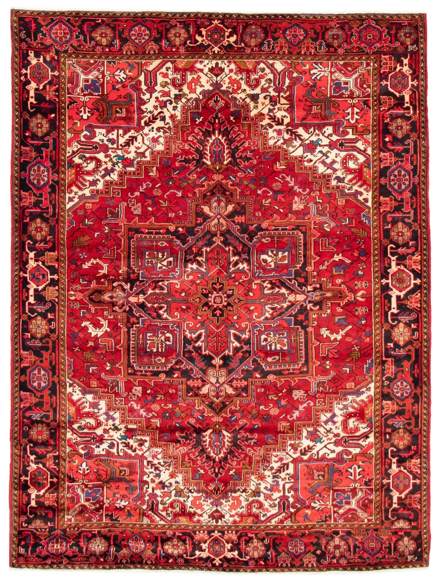 Heriz Semi-Antique Brown Wool Hand Knotted Persian Rug - 8'2" x 10'0"
