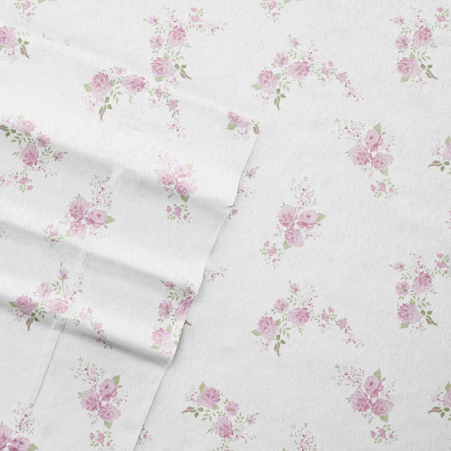 100% Cotton Rose Bunch 4 Piece Flannel Bed Sheet Set