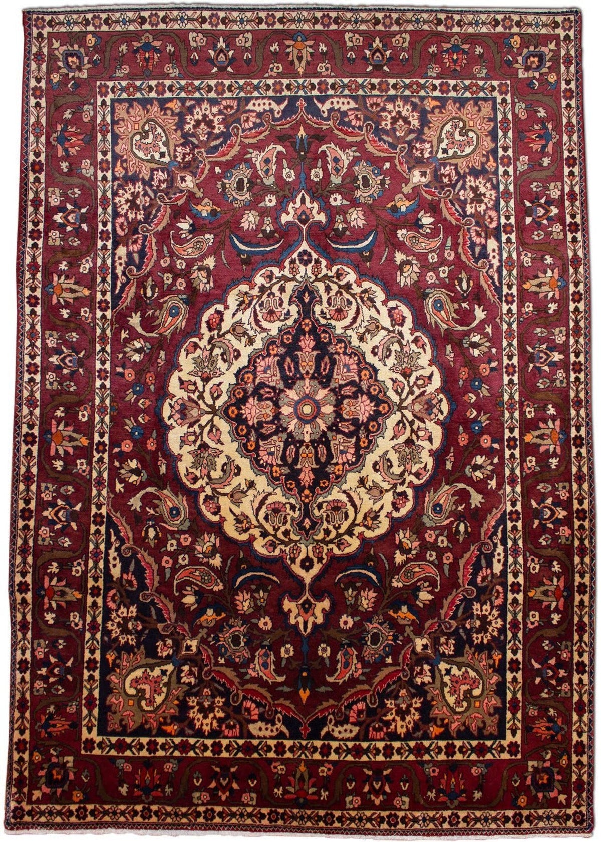 Bakhtiari Semi-Antique Red Wool Hand Knotted Persian Rug - 6'11" x 10'9"