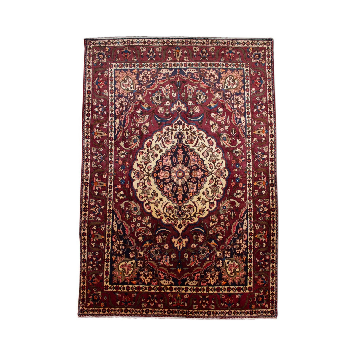 Bakhtiari Semi-Antique Red Wool Hand Knotted Persian Rug - 6'11" x 10'9"