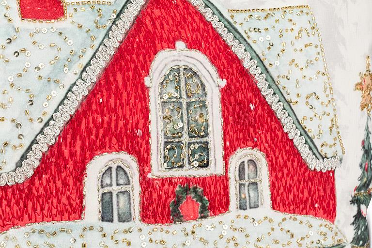 Holiday House Pillow-18"SQ