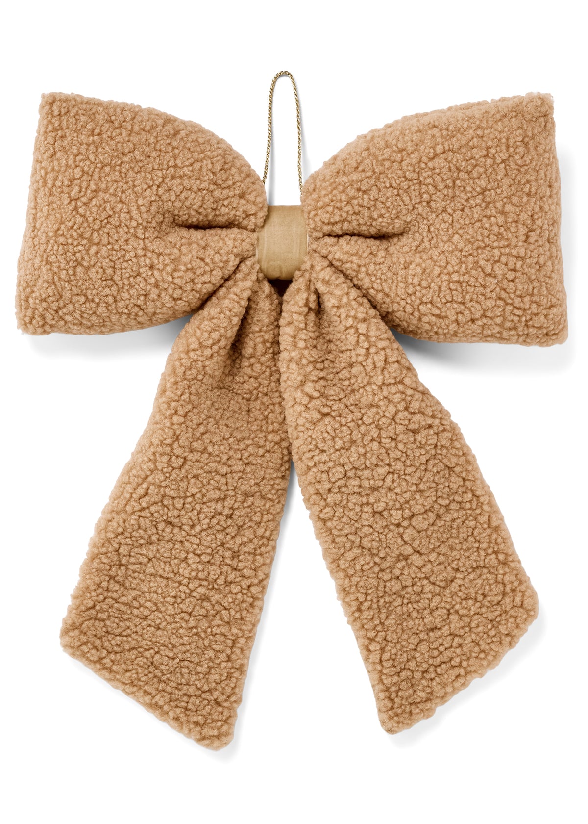 DECO LG BOW W/CORD POLYSHERPA BRUN 15X21