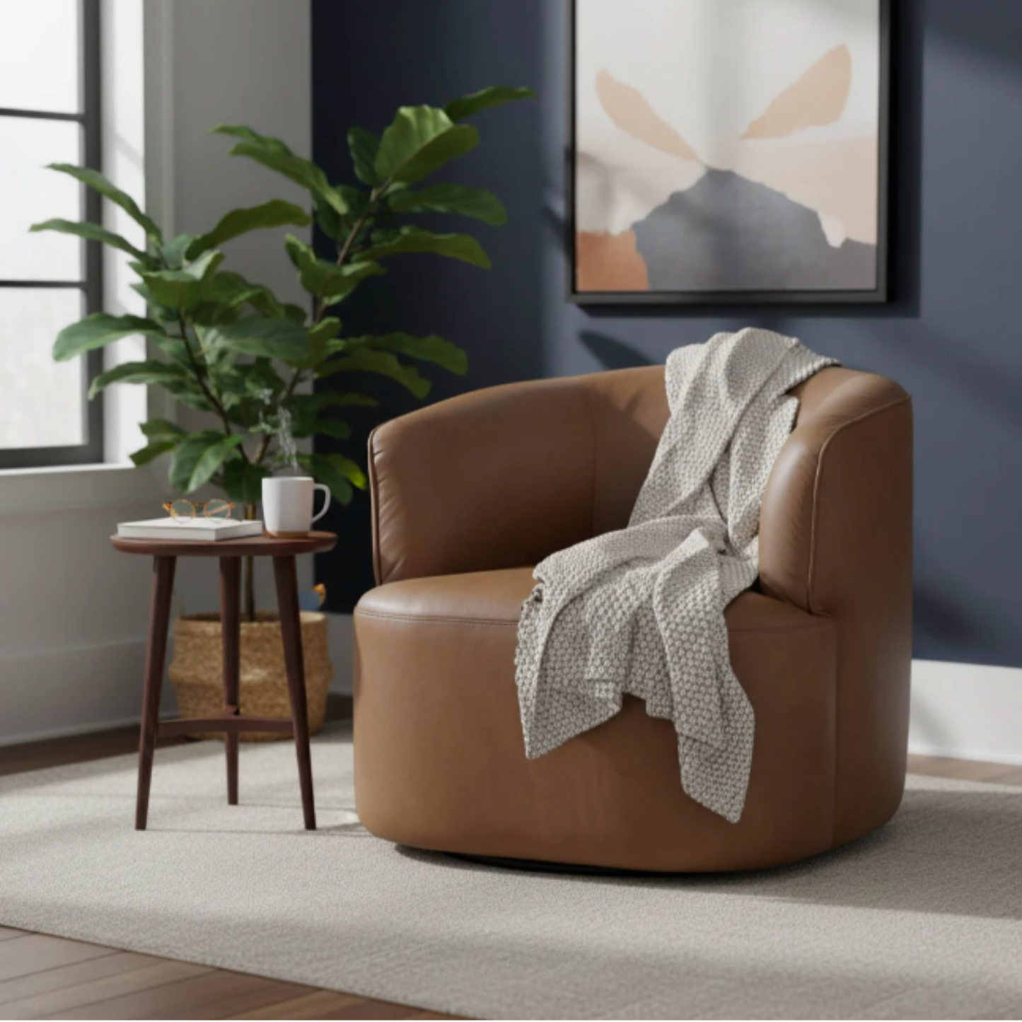 Fireside Swivel Club Chair Leather