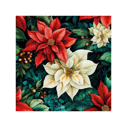 Poinsettia on Black Napkins