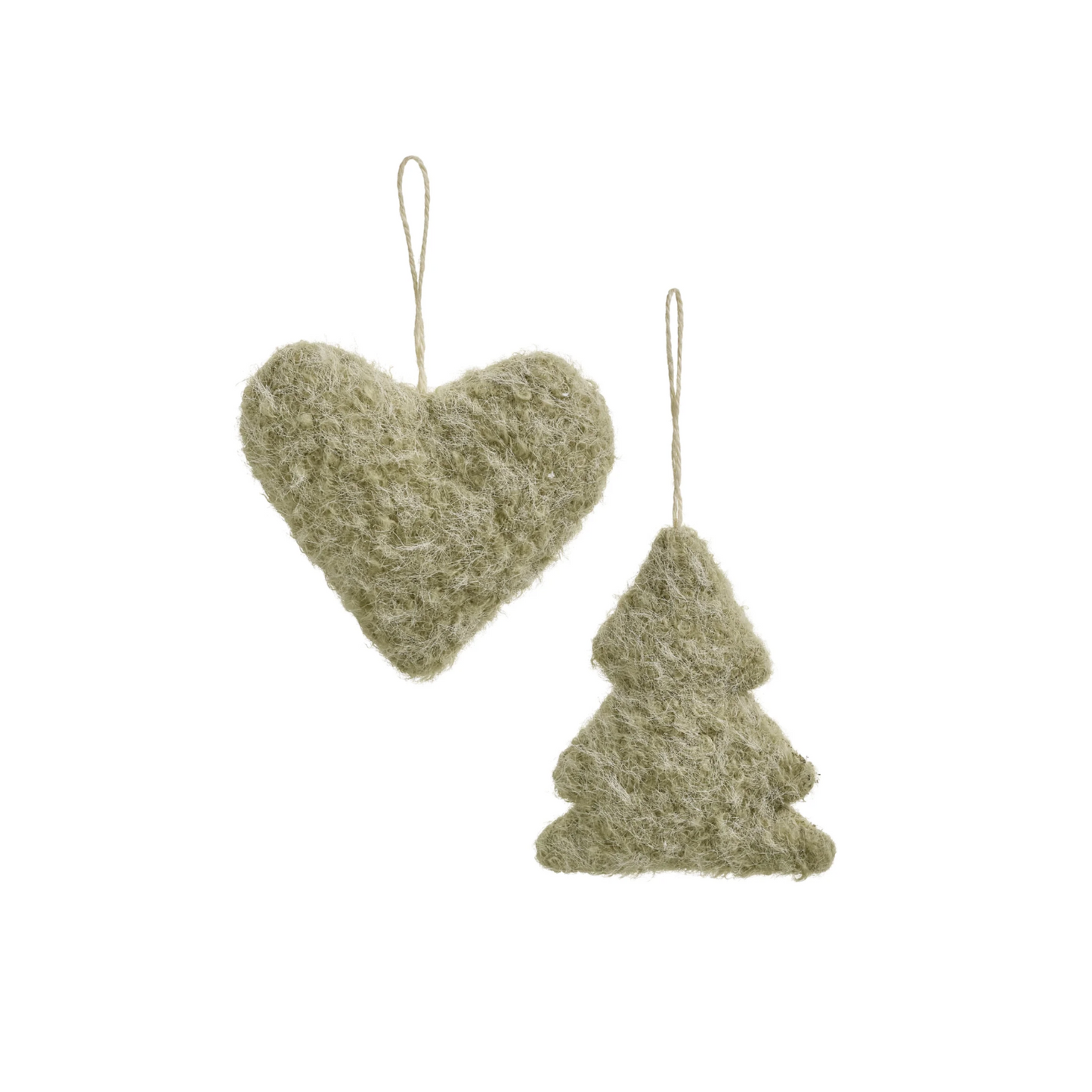 Heart and Tree Set Plush Ornaments
