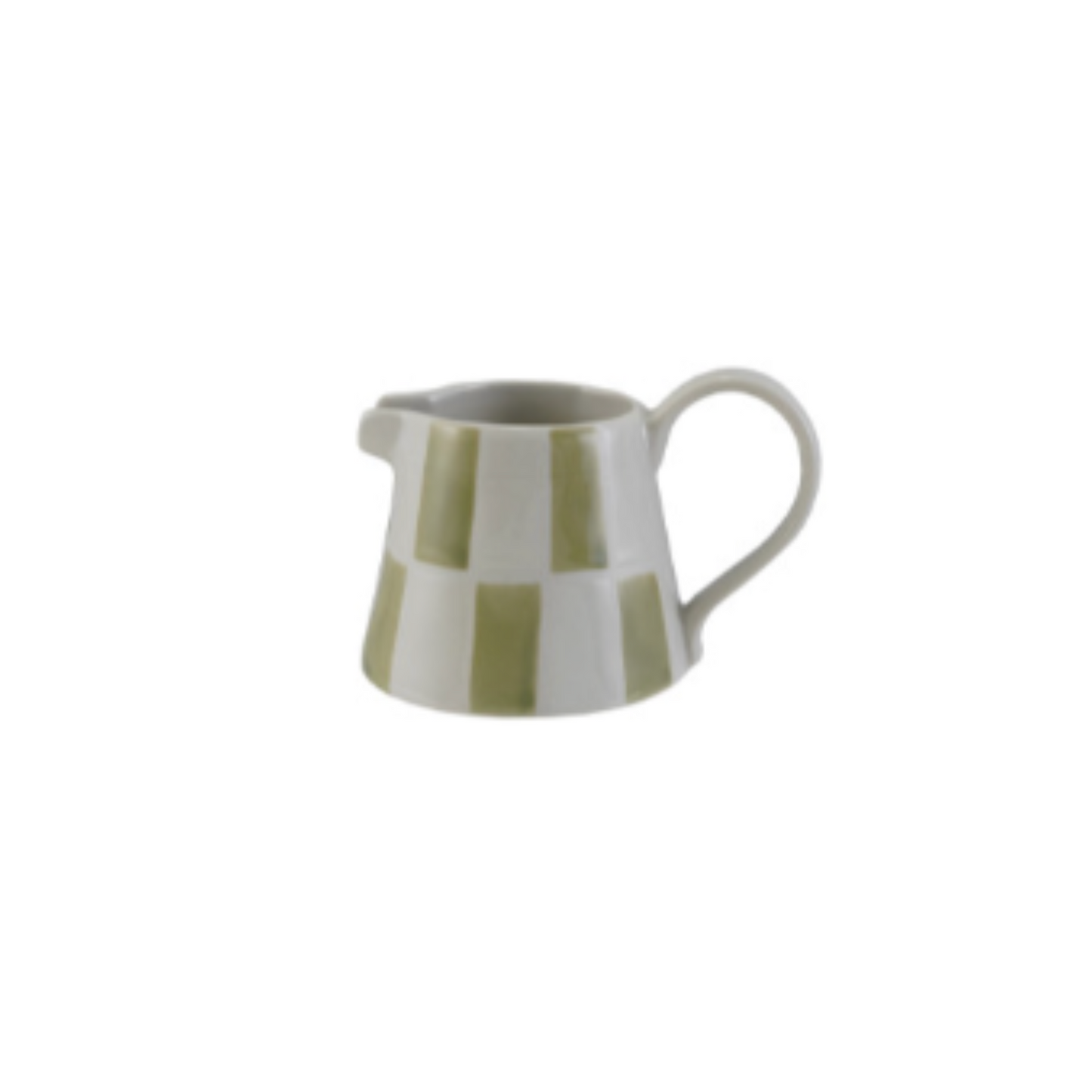 4 oz. Hand-Painted Stoneware Creamer w/ Check Pattern