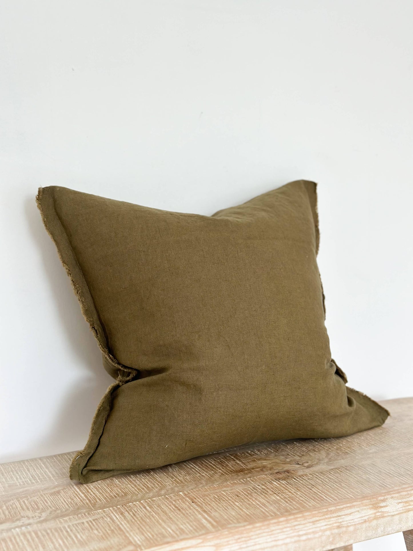 Linen Cushion Cover – Olive Green