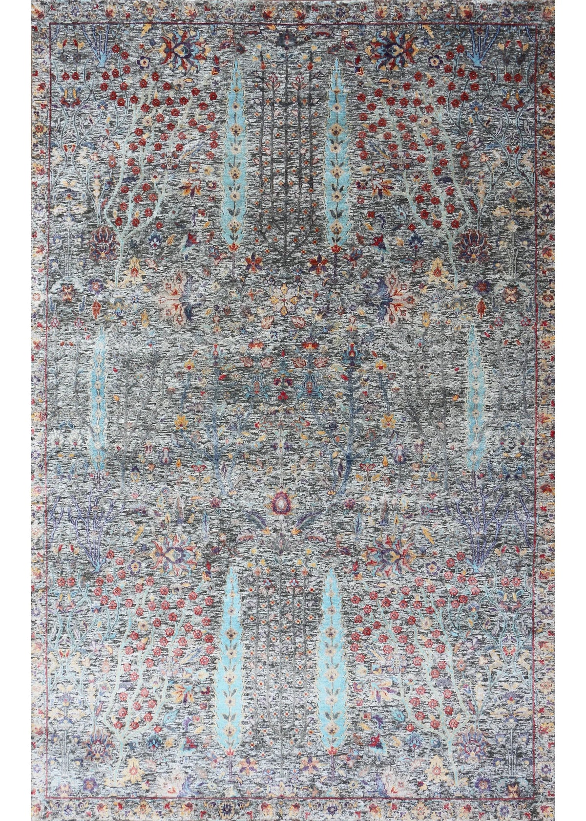 Oxidized Brown Wool & Bamboo Silk Hand Knotted Indian Rug - 5'1" x 8'0"	N12674