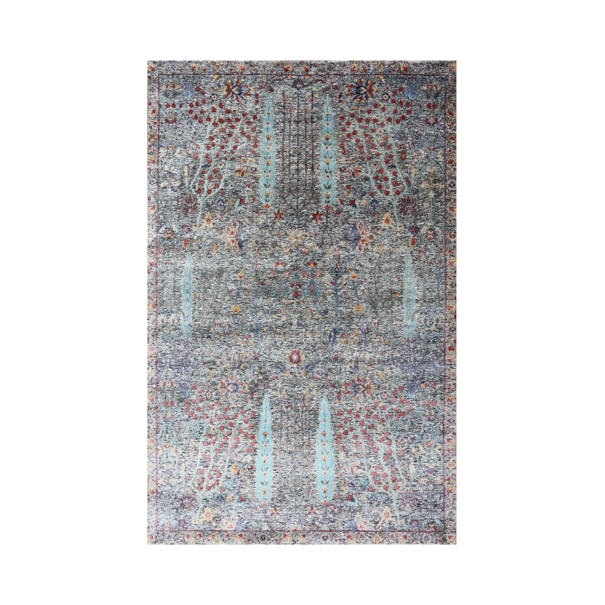 Oxidized Brown Wool & Bamboo Silk Hand Knotted Indian Rug - 5'1" x 8'0"	N12674