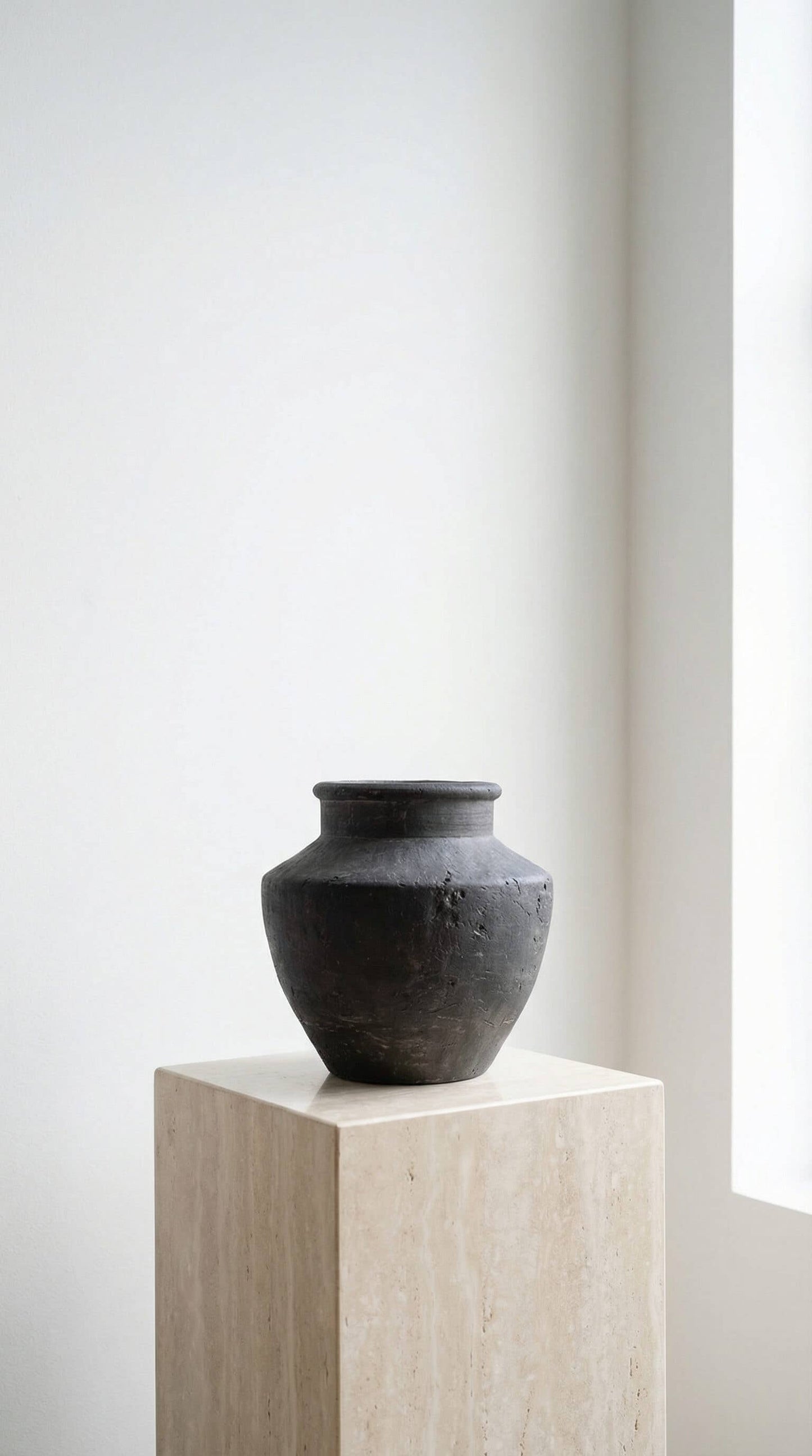 Terracotta Vase, Flared Neck Charcoal Finish - Senna
