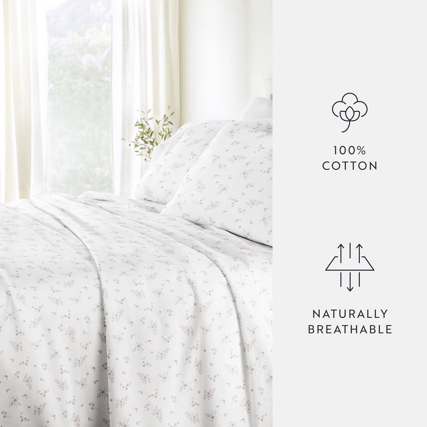 Bouquet Bliss 300 Thread Count Cotton Patterned Sheet Set