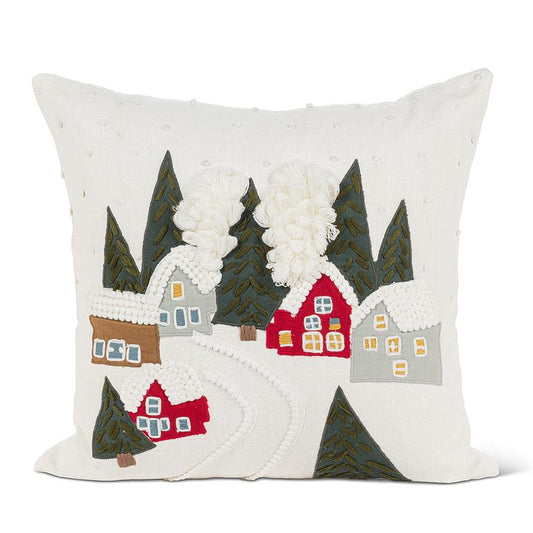 Snowy Village Sq Pillow-17"SQ