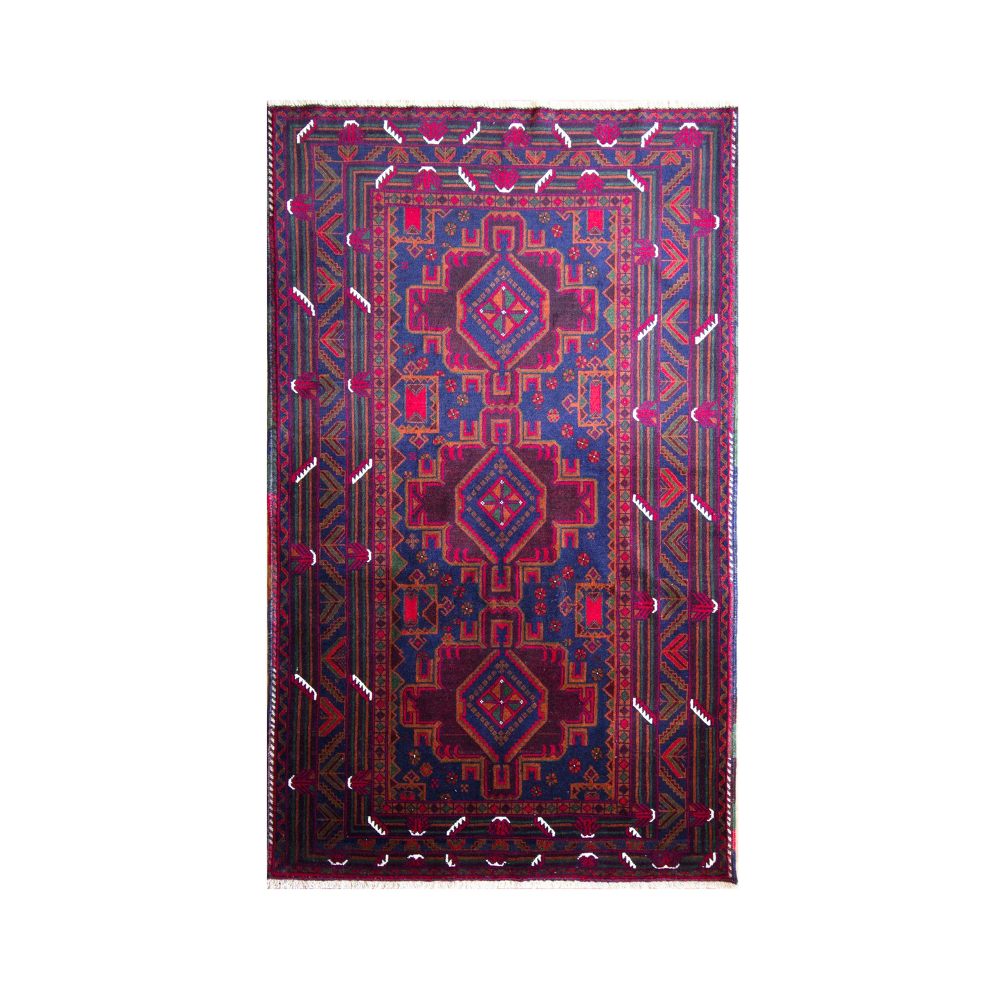 Baluch Wool Hand Knotted Afghan Rug - 3'7" x 6'2"