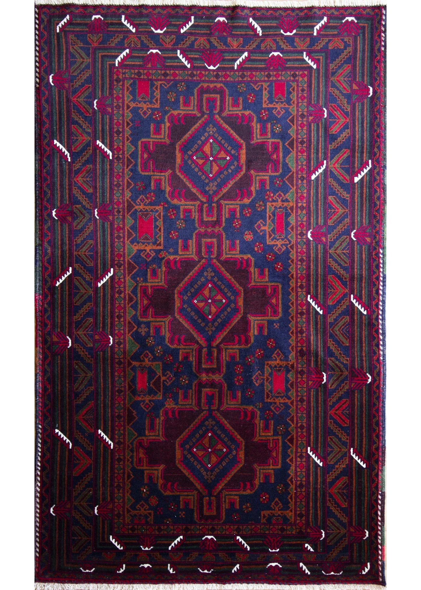 Baluch Wool Hand Knotted Afghan Rug - 3'7" x 6'2"